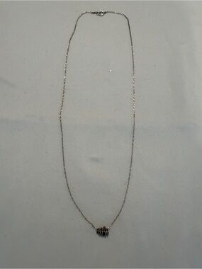 Delicate Silver Tone Women's Beaded Pendant Necklace 20”